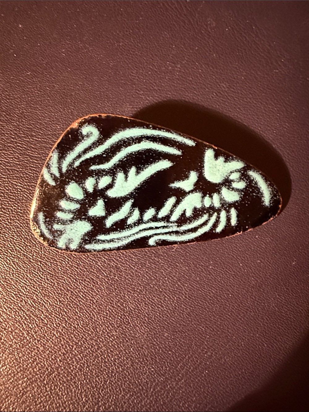 Vintage Turquoise Inlay Enamel Brooch